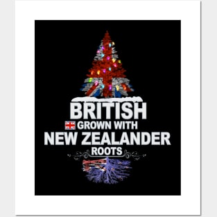 British Grown With New Zealander Roots - Gift for New Zealander With Roots From New Zealand Posters and Art